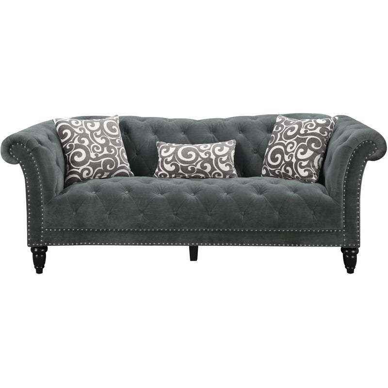  Elements International Twain Sofa with Gray Scroll Pillows IMAGE 2