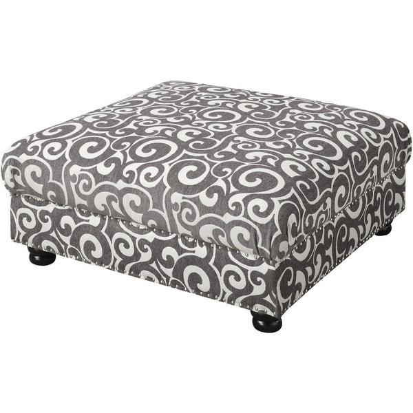  Elements International Twain Ottoman with Gray Scroll Pattern IMAGE 1