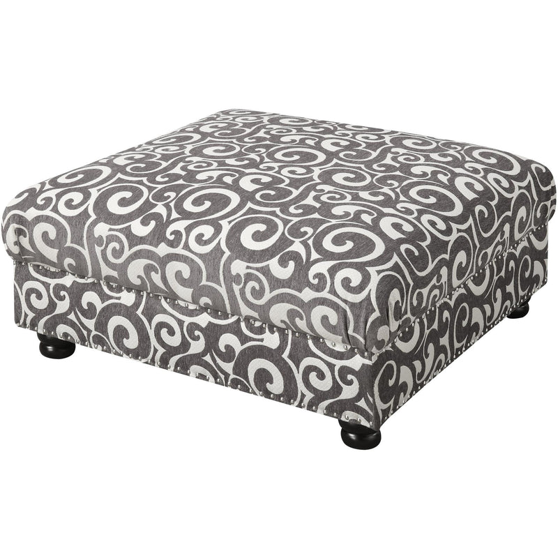  Elements International Twain Ottoman with Gray Scroll Pattern IMAGE 1