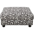  Elements International Twain Ottoman with Gray Scroll Pattern IMAGE 2