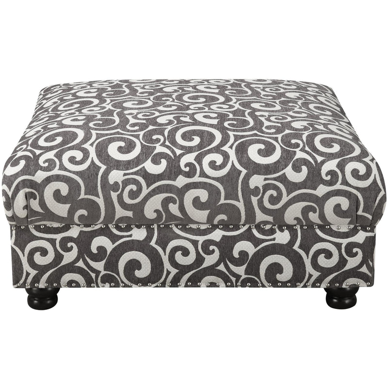  Elements International Twain Ottoman with Gray Scroll Pattern IMAGE 2