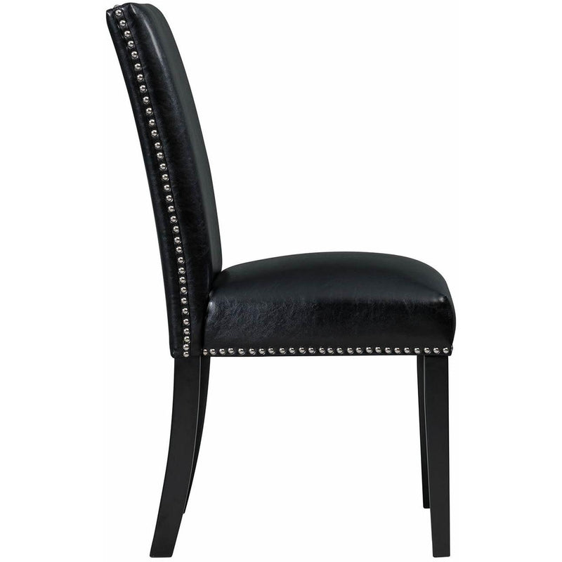  Elements International Meridian Faux Leather Side Chair Set in Black IMAGE 3