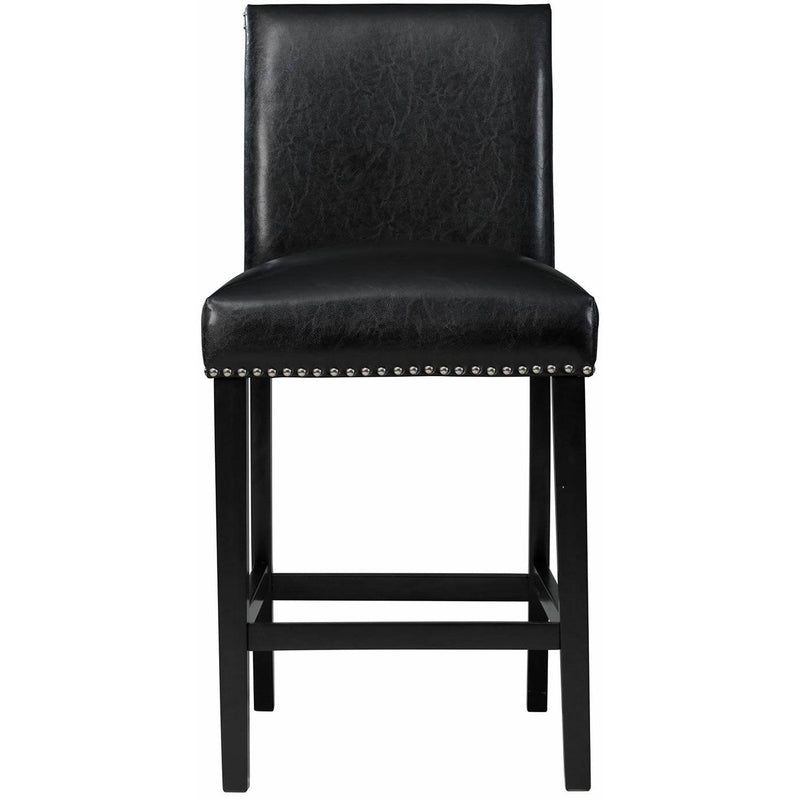  Elements International Meridian Faux Leather Counter Height Side Chair Set in Black IMAGE 2