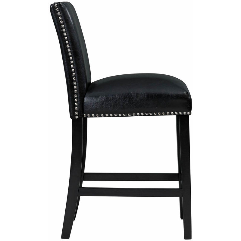  Elements International Meridian Faux Leather Counter Height Side Chair Set in Black IMAGE 3