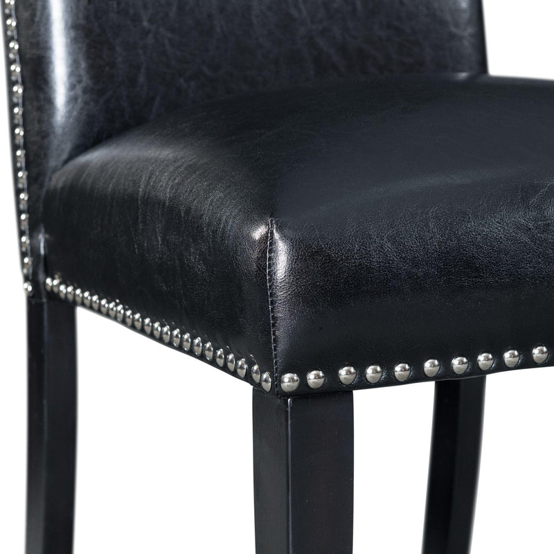 Elements International Meridian Faux Leather Counter Height Side Chair Set in Black IMAGE 7