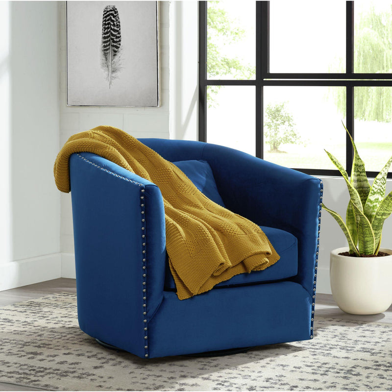  Elements International Stanton Swivel Chair in Navy IMAGE 8