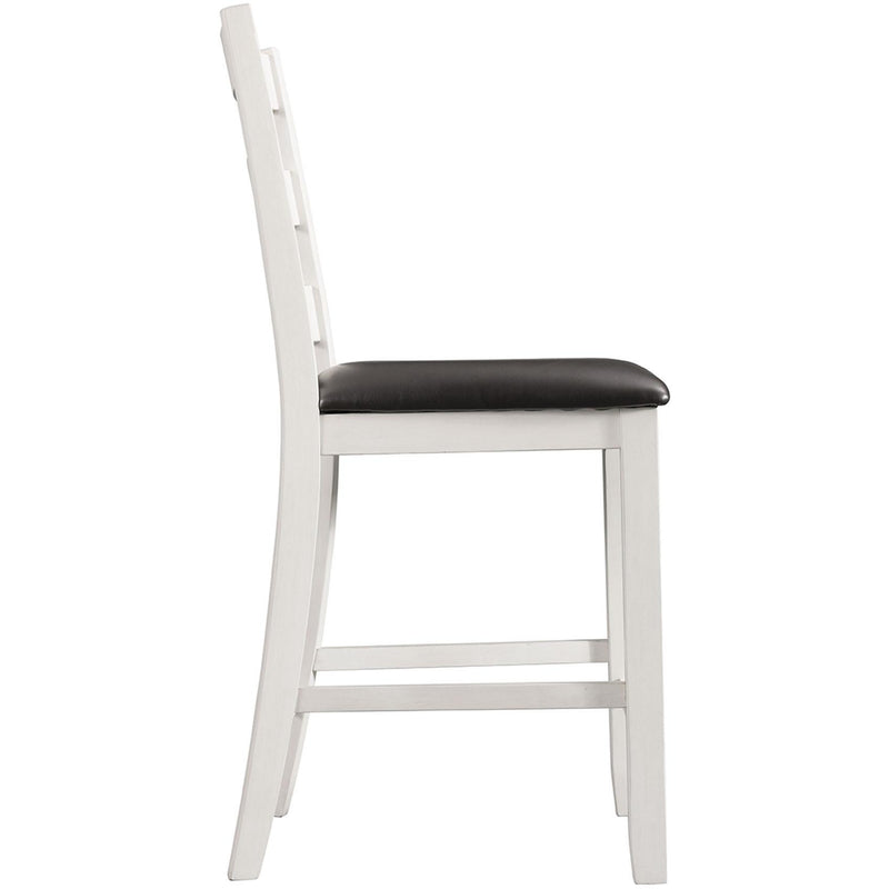  Elements International Martin Counter Side Chair with Chocolate PU – White Finish IMAGE 3