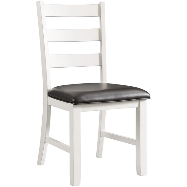  Elements International Martin Dining Side Chair with Chocolate PU – White Finish IMAGE 1
