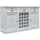  Elements International West Buffet with Two Doors & Wine Grid in Distressed White IMAGE 1