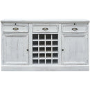  Elements International West Buffet with Two Doors & Wine Grid in Distressed White IMAGE 2