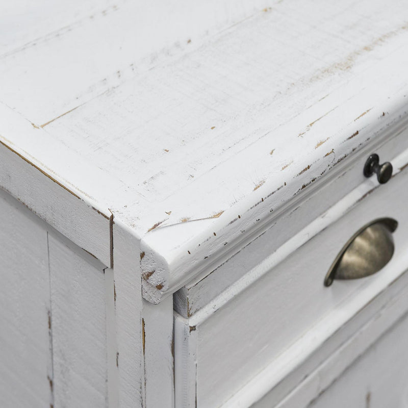  Elements International West Buffet with Two Doors & Wine Grid in Distressed White IMAGE 4