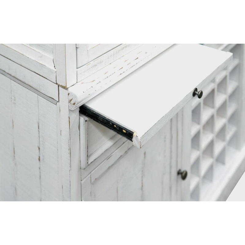  Elements International West Buffet with Two Doors & Wine Grid in Distressed White IMAGE 6