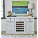  Elements International West Buffet with Two Doors & Wine Grid in Distressed White IMAGE 9