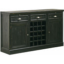  Elements International West Buffet with Two Doors & Wine Grid in Distressed Black IMAGE 1