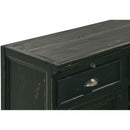  Elements International West Buffet with Two Doors & Wine Grid in Distressed Black IMAGE 3