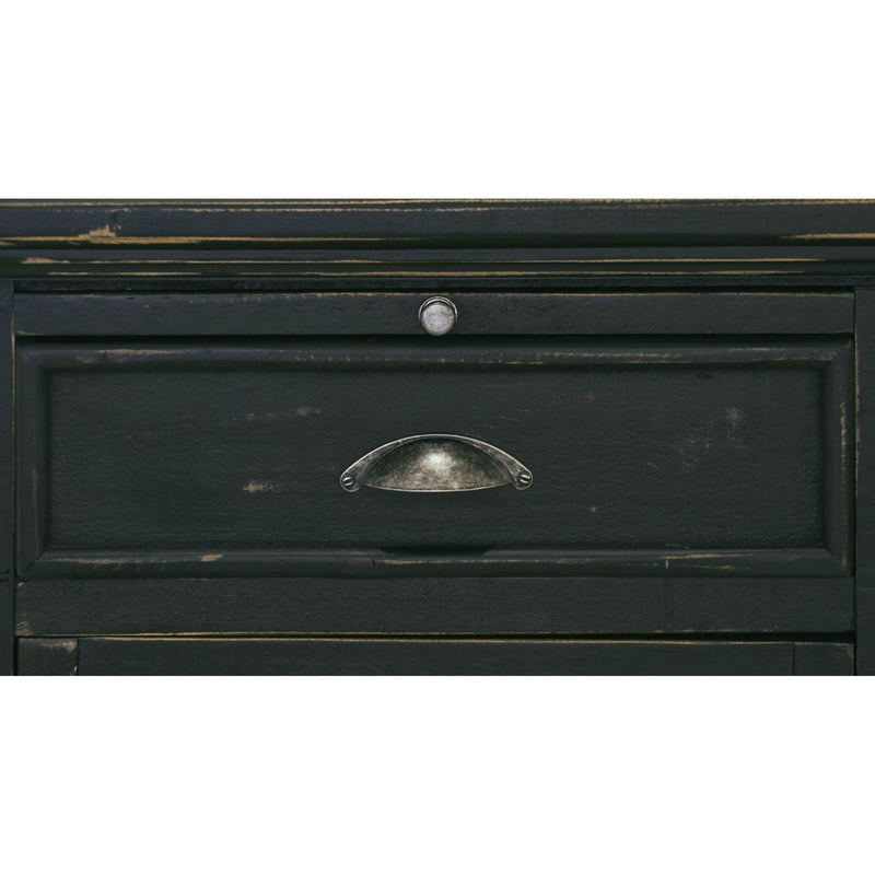  Elements International West Buffet with Two Doors & Wine Grid in Distressed Black IMAGE 5