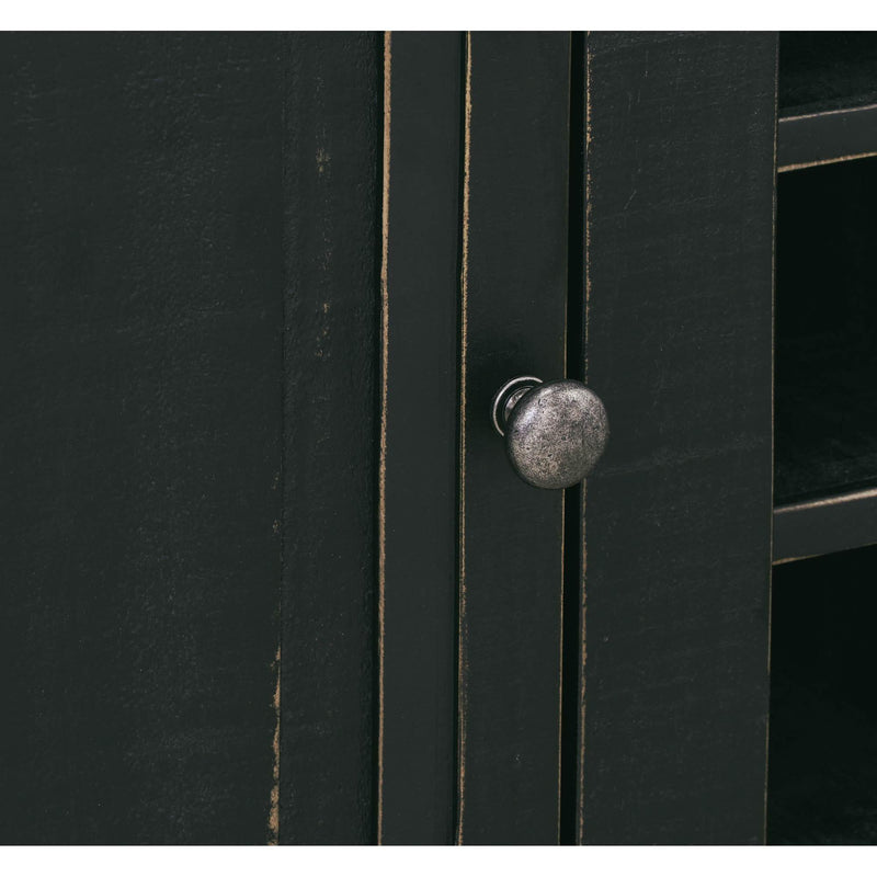  Elements International West Buffet with Two Doors & Wine Grid in Distressed Black IMAGE 6