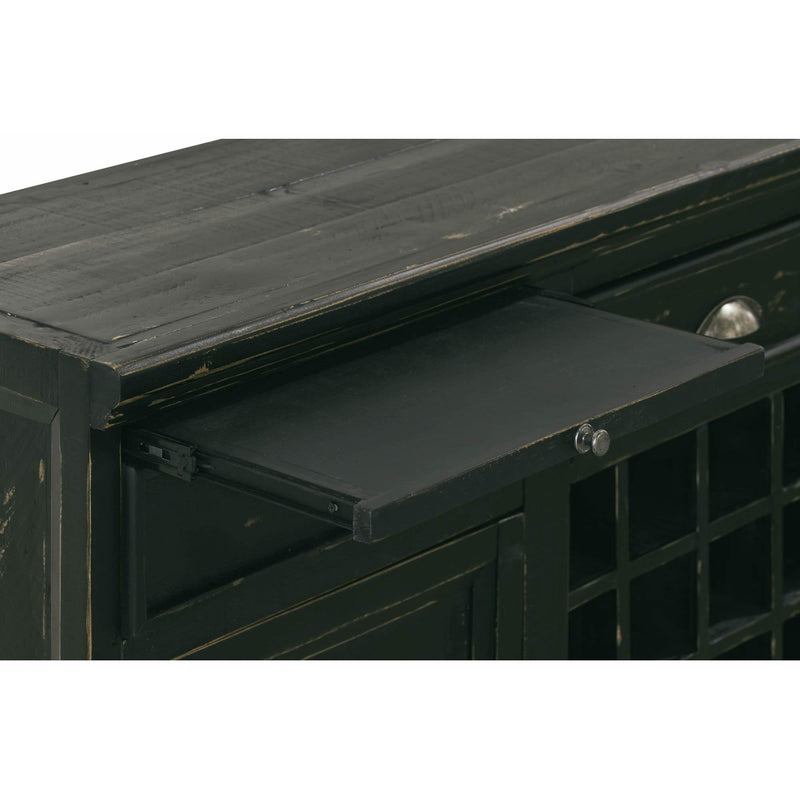  Elements International West Buffet with Two Doors & Wine Grid in Distressed Black IMAGE 7