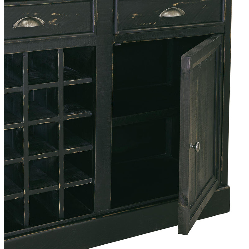  Elements International West Buffet with Two Doors & Wine Grid in Distressed Black IMAGE 8