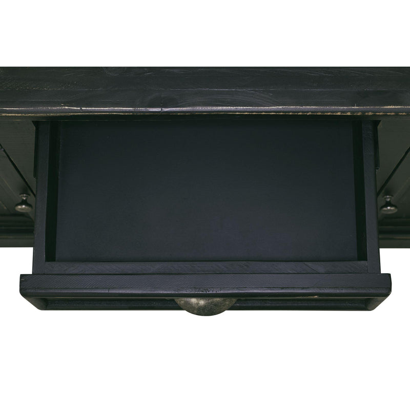  Elements International West Buffet with Two Doors & Wine Grid in Distressed Black IMAGE 9