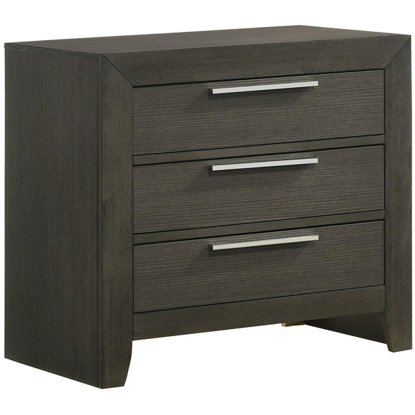  Elements International Malika Nightstand w/USB Grey IMAGE 1