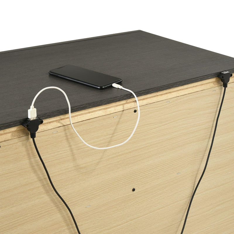  Elements International Malika Nightstand w/USB Grey IMAGE 3
