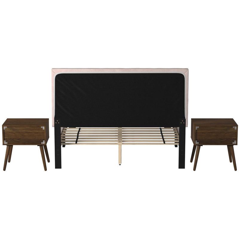 Elements International Coyote Queen Bed W/Carroll Pink Velvet w/Two End Table IMAGE 5