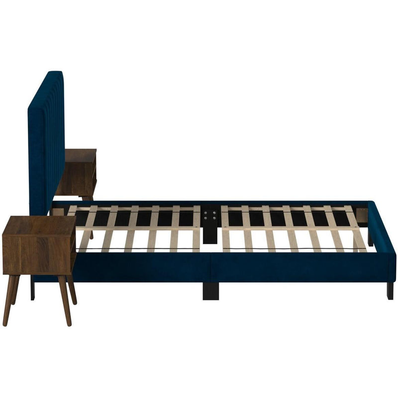  Elements International Coyote Queen Bed W/Carroll Navy w/Two End Table IMAGE 3