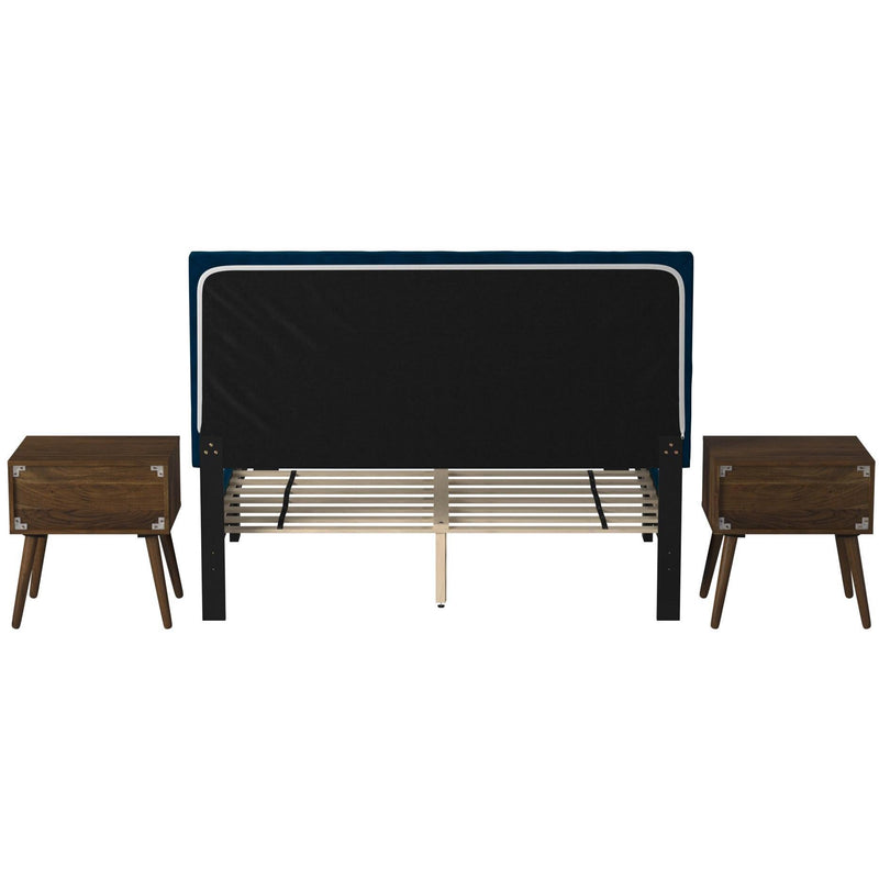  Elements International Coyote Queen Bed W/Carroll Navy w/Two End Table IMAGE 5