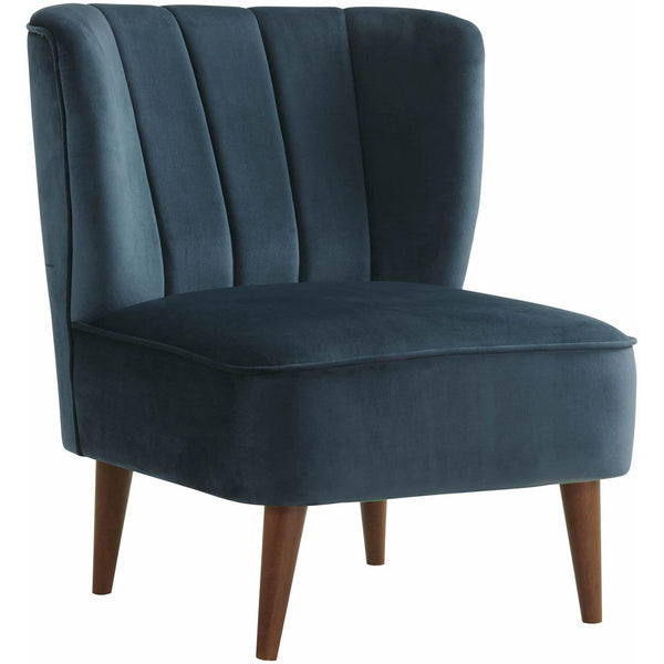 Elements International Joss Chair 1 w/Walnut Wood Legs Broadway Navy IMAGE 1