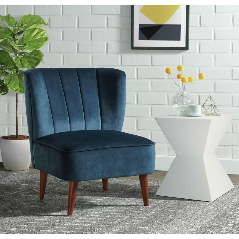  Elements International Joss Chair 1 w/Walnut Wood Legs Broadway Navy IMAGE 8