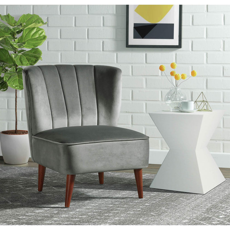  Elements International Joss Chair 1 w/Walnut Wood Legs Broadway Gun Metal IMAGE 8