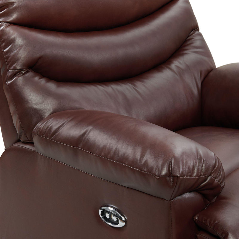  Elements International Palmdale 91491 Power Recliner Pu Red/brown IMAGE 6
