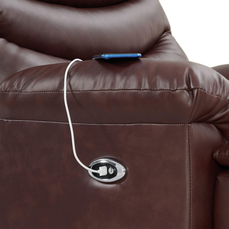  Elements International Palmdale 91491 Power Recliner Pu Red/brown IMAGE 8