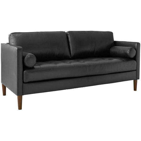  Elements International Stockholm Loveseat in Fiero Charcoal (Top Grain/PVC) IMAGE 1