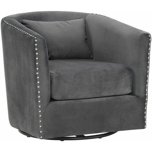  Elements International Stanton Swivel Chair in Royale Gun Metal W/ Nails - 3A IMAGE 1