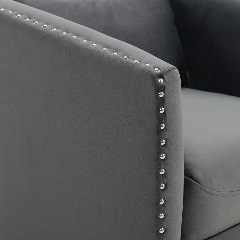  Elements International Stanton Swivel Chair in Royale Gun Metal W/ Nails - 3A IMAGE 6