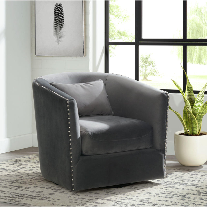  Elements International Stanton Swivel Chair in Royale Gun Metal W/ Nails - 3A IMAGE 9