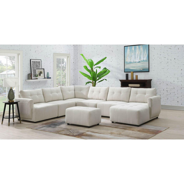  Elements International Armani RSF Chaise Modular 6 pc Sectional with Ottoman Natural IMAGE 1