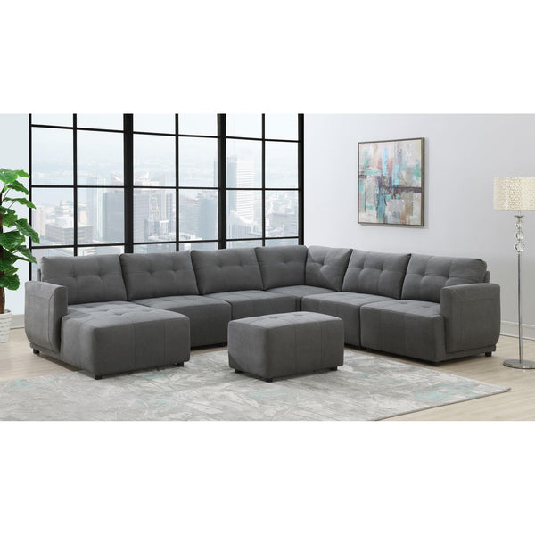  Elements International Armani LSF Chaise Modular 6 pc Sectional with Ottoman Charcoal IMAGE 1