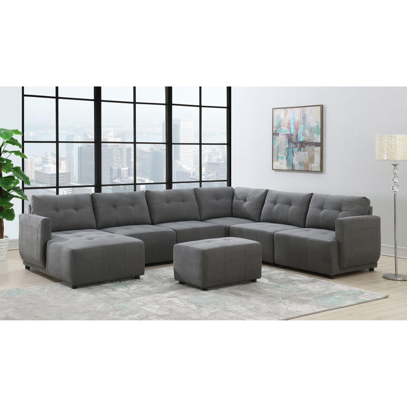  Elements International Armani LSF Chaise Modular 6 pc Sectional with Ottoman Charcoal IMAGE 1