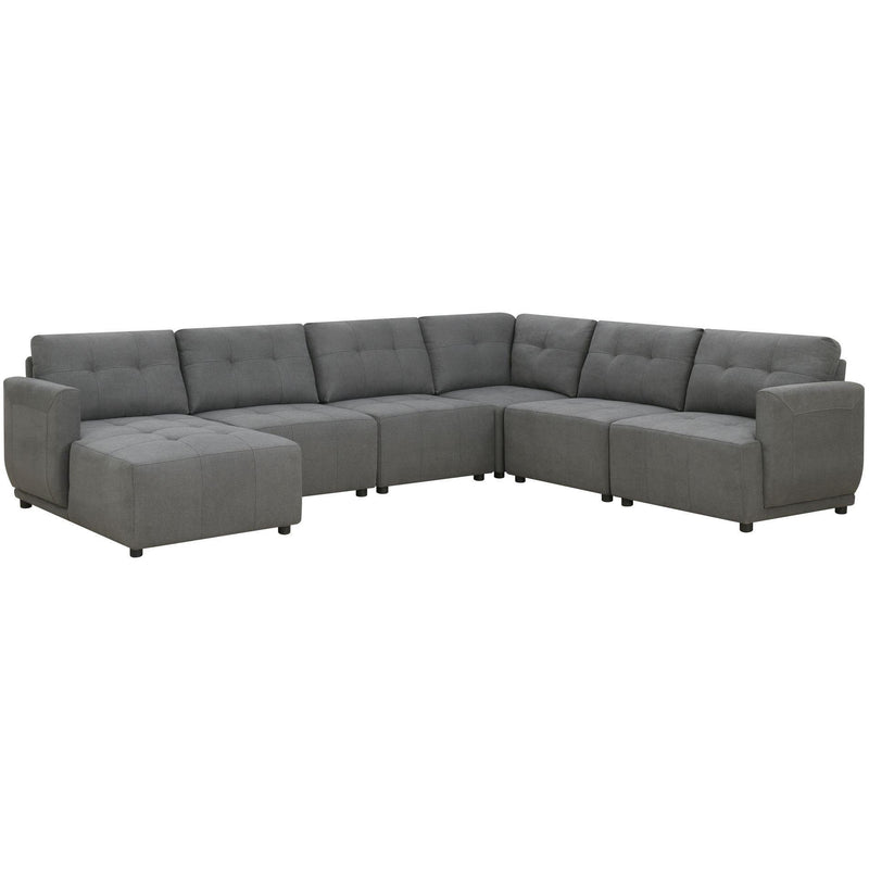  Elements International Armani LSF Chaise Modular 6 pc Sectional with Ottoman Charcoal IMAGE 2