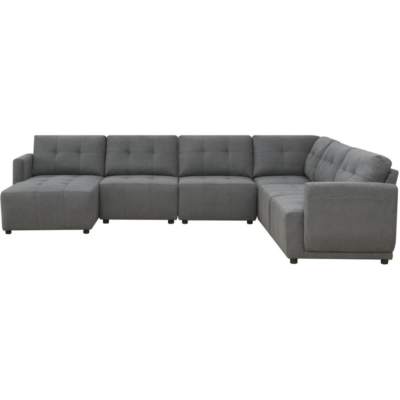 Elements International Armani LSF Chaise Modular 6 pc Sectional with Ottoman Charcoal IMAGE 3