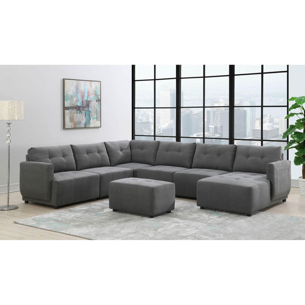  Elements International Armani RSF Chaise Modular 6 pc Sectional with Ottoman Charcoal IMAGE 1