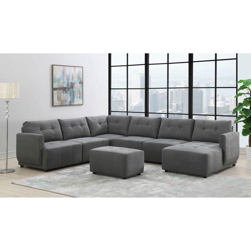  Elements International Armani RSF Chaise Modular 6 pc Sectional with Ottoman Charcoal IMAGE 1