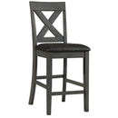  Elements International Alex Counter Side Chair W/Black PU Grey IMAGE 1