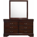  Elements International Louis Philippe 6-Drawer Dresser & Mirror in Cherry IMAGE 1