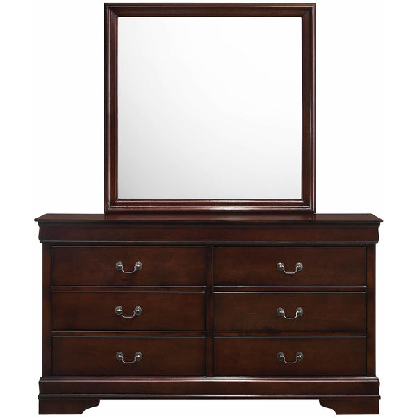  Elements International Louis Philippe 6-Drawer Dresser & Mirror in Cherry IMAGE 1