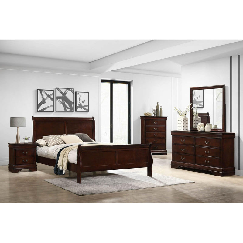  Elements International Louis Philippe King Panel Bed in Cherry IMAGE 6