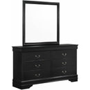  Elements International Louis Philippe 6-Drawer Dresser & Mirror in Black IMAGE 1